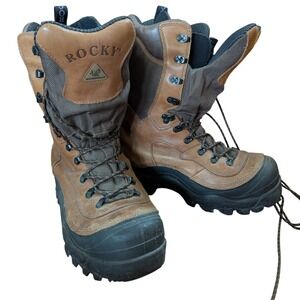 Rocky Waterproof Hunting Boots Mens 11M Thinsulate Ultra 1000G Brown Leather
